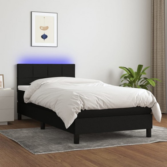Lit avec matelas et LED Noir 80x200cm Tissu