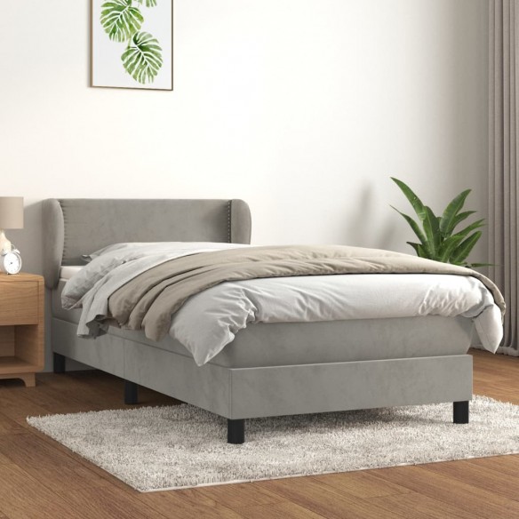 Lit et matelas Gris clair 80x200 cm Velours