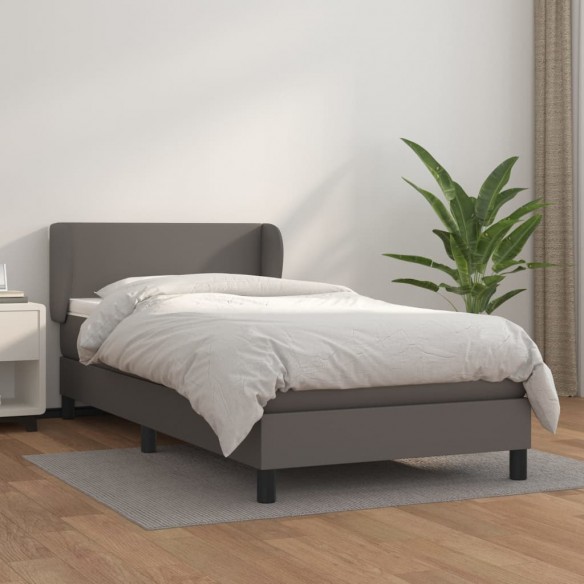 Lit avec matelas Gris 80x200 cm Similicuir