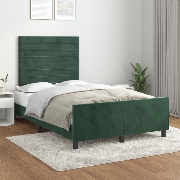 Lit avec tête de lit Vert foncé 120x200 cm Velours