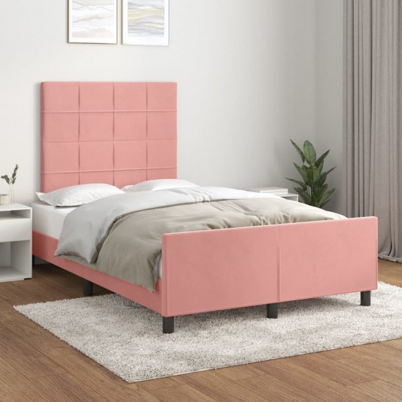 Lit avec tête de lit Rose 120x200 cm Velours