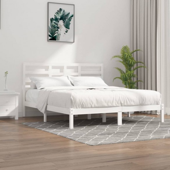 Lit Blanc Bois massif 200x200 cm