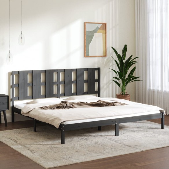 Lit Gris Bois de pin massif 200x200 cm