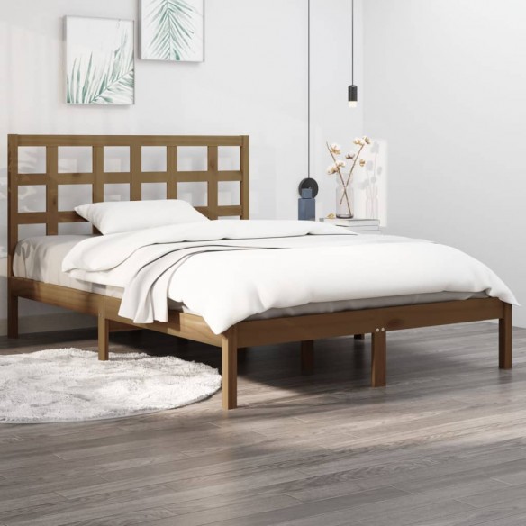 Lit Marron miel Bois massif 120x200 cm
