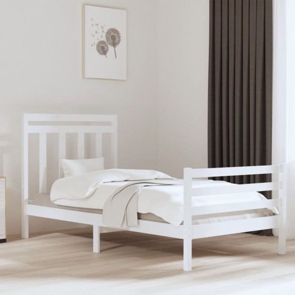 Lit Blanc Bois massif 100x200 cm