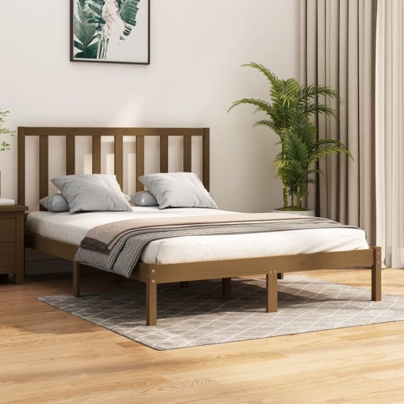 Lit Marron miel Bois de pin massif 120x200 cm