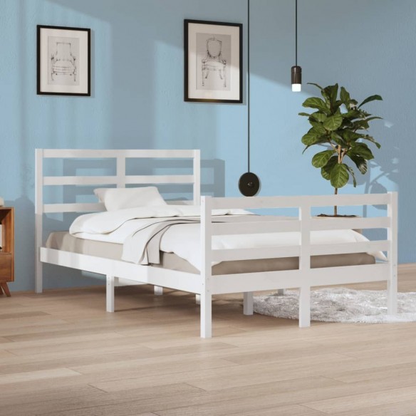 Lit Blanc Bois de pin massif 120x200 cm