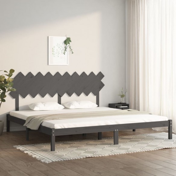 Lit Gris 200x200 cm Bois massif