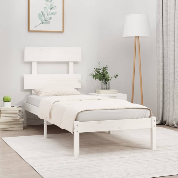 Lit Blanc Bois massif 100x200 cm