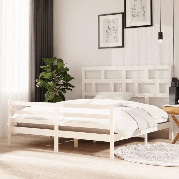 Lit Blanc Bois massif 180x200 cm Super King