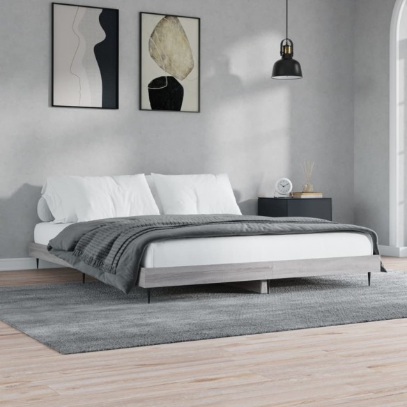 Lit sonoma gris 120x200 cm bois d'ingénierie