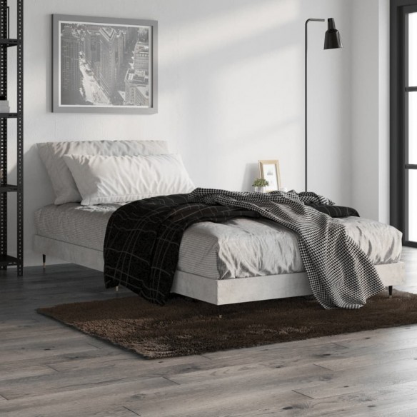 Lit gris béton 100x200 cm bois d'ingénierie