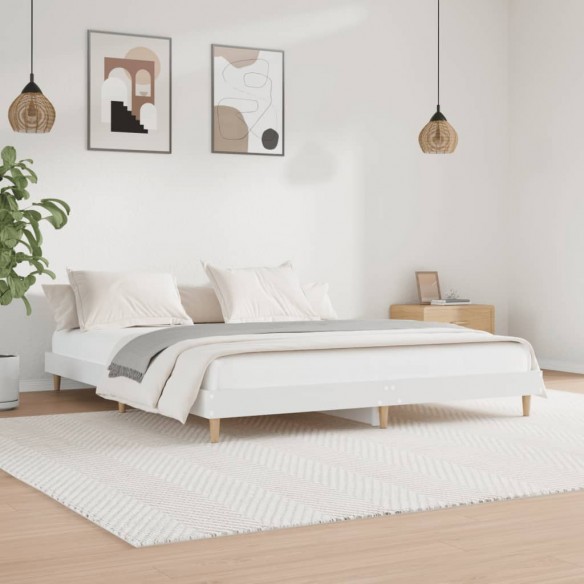 Lit blanc 200x200 cm bois d'ingénierie