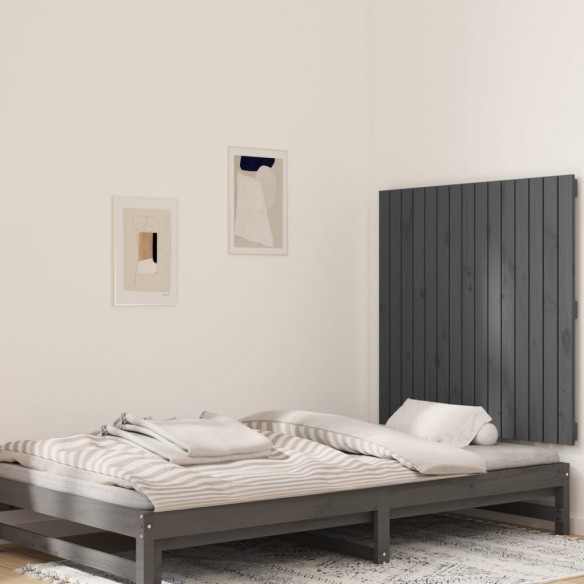 Tête de lit murale Gris 95,5x3x90 cm Bois massif de pin