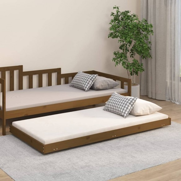 Lit Marron miel 75x190 cm Bois de pin massif