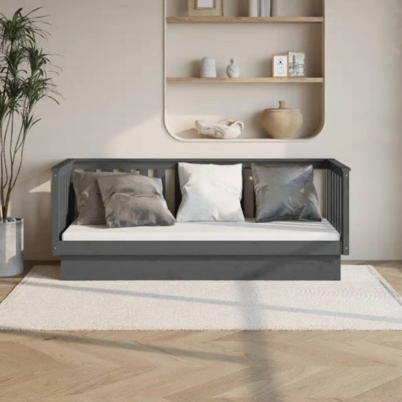 Lit de jour Gris 90x190 cm Bois de pin massif