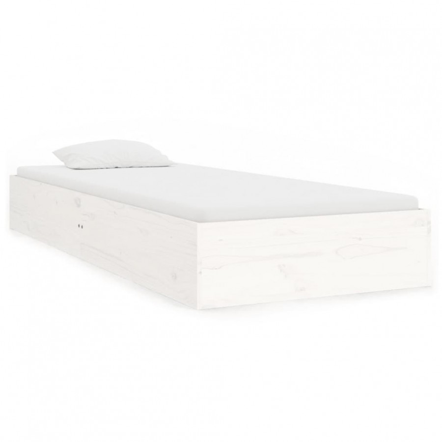 Lit Blanc Bois massif 75x190 cm Petit simple