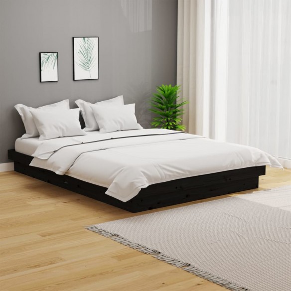 Lit Noir Bois massif 120x190 cm Petit double