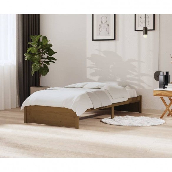 Lit Marron miel Bois massif 90x200 cm