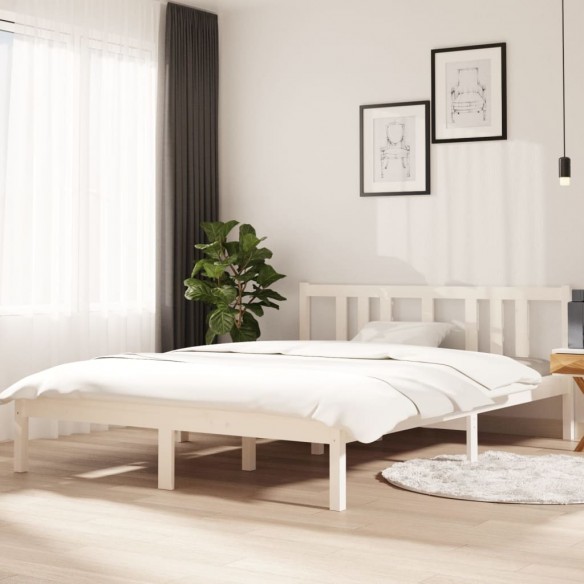 Lit Blanc Bois massif 140x200 cm