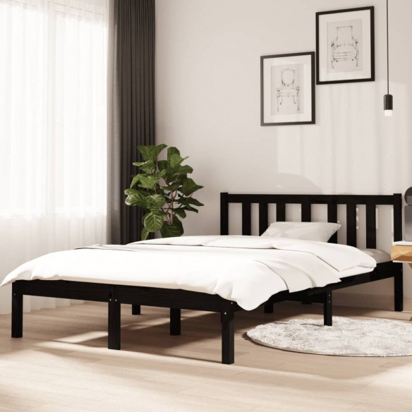 Lit Noir Bois massif 120x190 cm Petit double