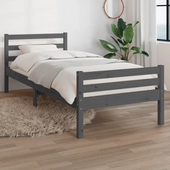 Lit Gris Bois massif 100x200 cm