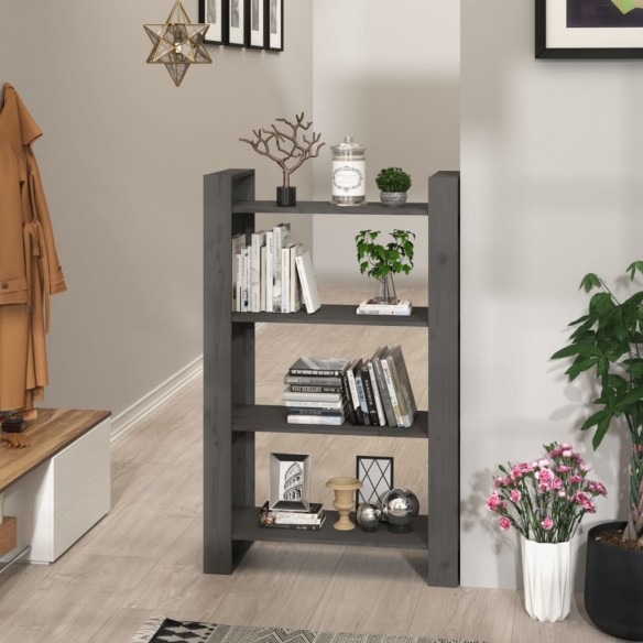 Bibliothèque/Séparateur de pièce Gris 80x35x125 cm Pin solide