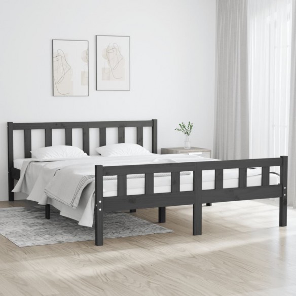 Lit Gris Bois massif 120x200 cm