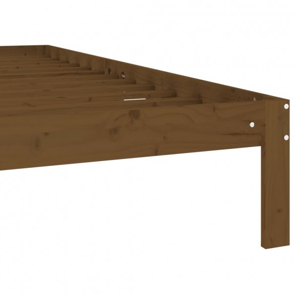 Lit Marron miel Bois de pin massif 160x200 cm
