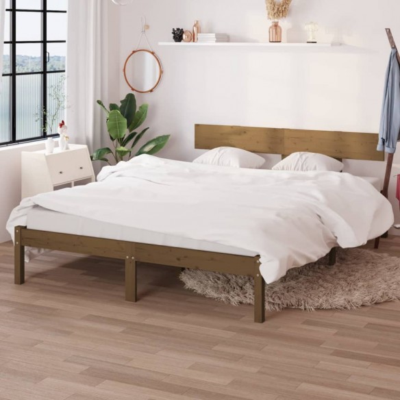 Lit Marron miel Bois de pin massif 120x200 cm