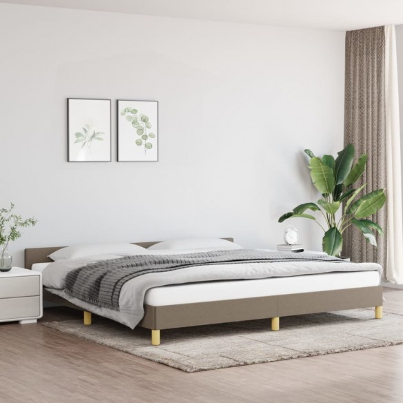Lit avec tête de lit Taupe 200x200 cm Tissu