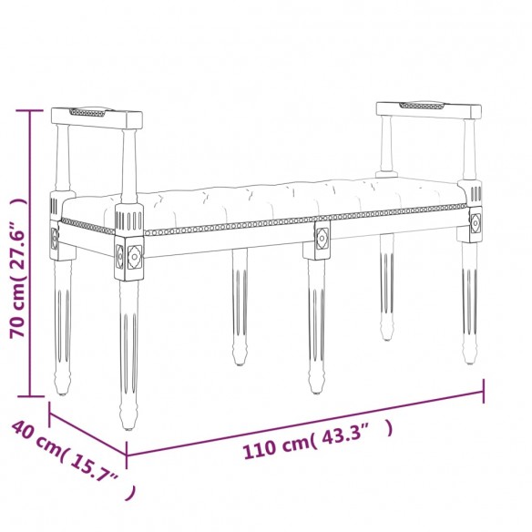 Banc Gris foncé 110x40x70 cm Tissu Banc Gris foncé 110x40x70 cm Tissu