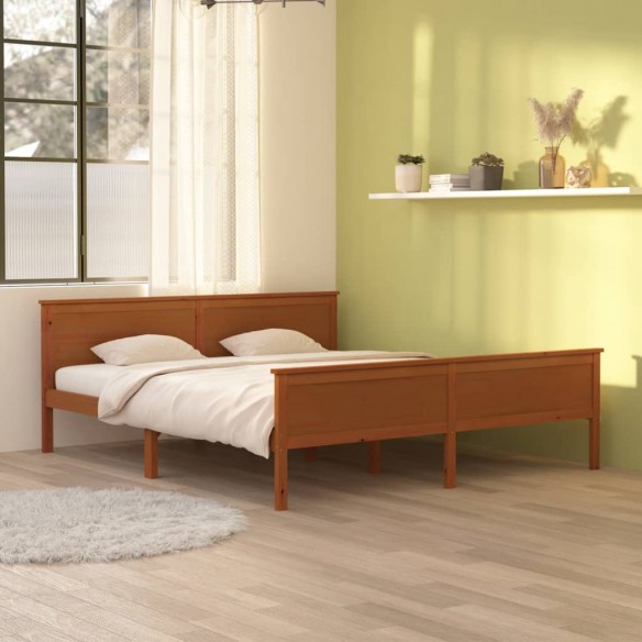 Lit Marron miel Bois de pin massif 180x200 cm