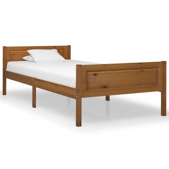 Lit Bois de pin massif Marron miel 100x200 cm
