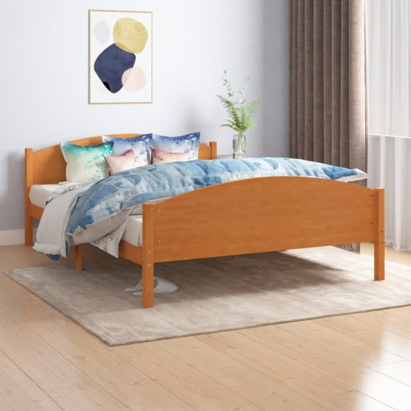 Lit Marron miel Bois de pin massif 160x200 cm