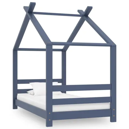 Lit d'enfant Gris Bois de pin massif 70x140 cm