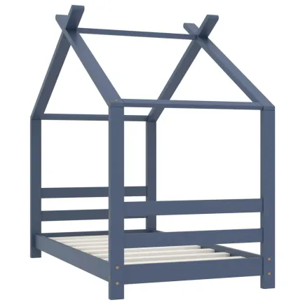 Lit d'enfant Gris Bois de pin massif 70x140 cm 2
