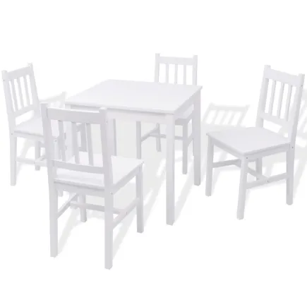 Ensemble de salle à manger 5 pièces Pinède Blanc 2