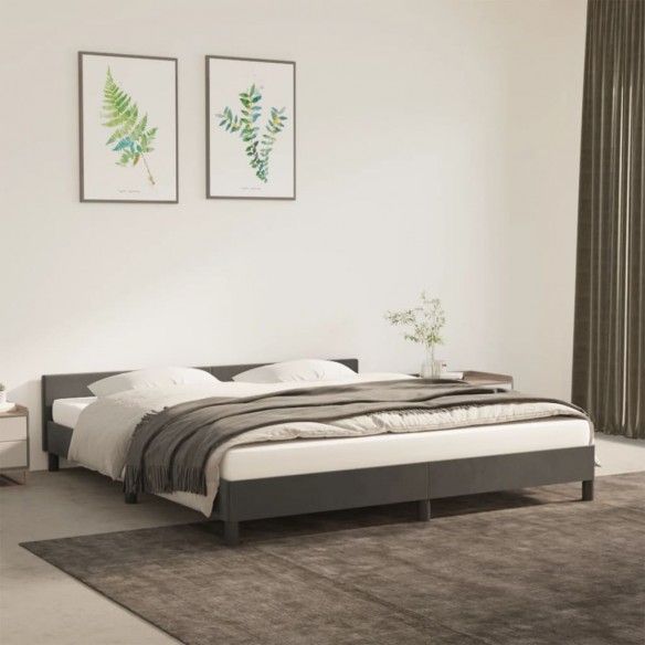 Lit avec tête de lit Gris foncé 180x200 cm Velours