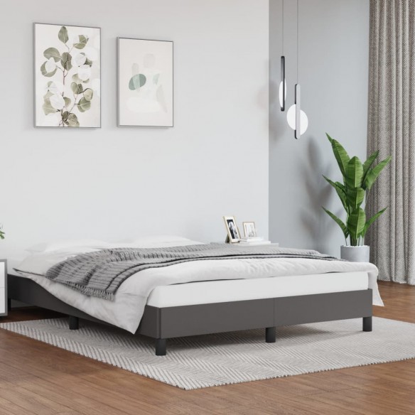 Lit Gris 140x190 cm Similicuir