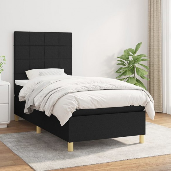 Lit et matelas Noir 80x200 cm Tissu