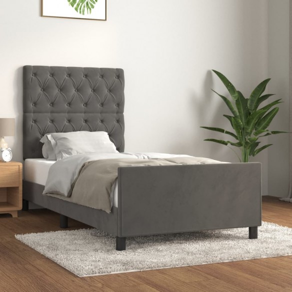 Lit avec tête de lit Gris foncé 80x200 cm Velours