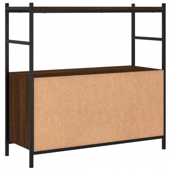 Bibliothèque chêne brun 80x30x78,5 cm bois d'ingénierie et fer