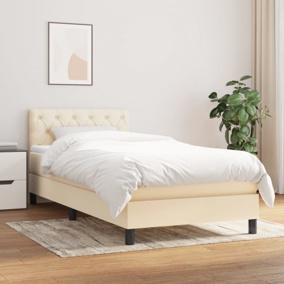 Lit avec matelas Crème 80x200 cm Tissu