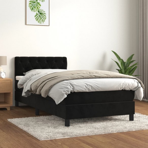Lit et matelas Noir 80x200 cm Velours