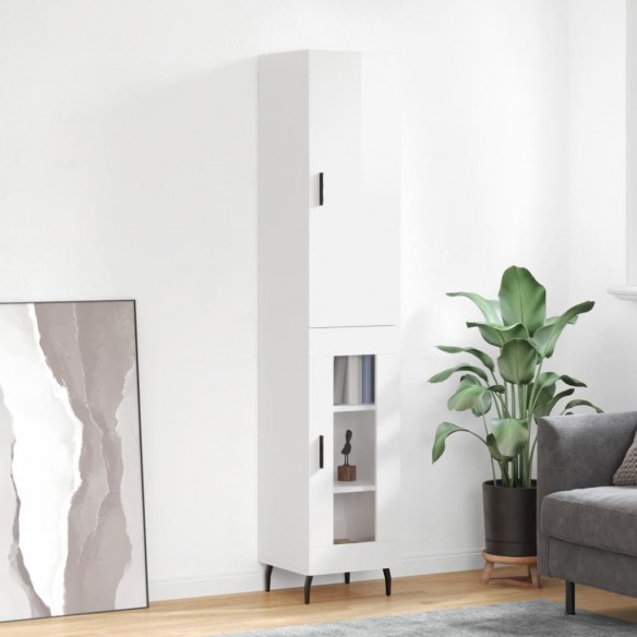 Buffet haut Blanc brillant 34,5x34x180 cm 
