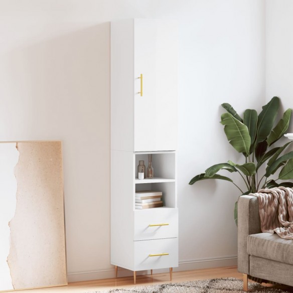 Buffet haut Blanc brillant 34,5x34x180 cm 