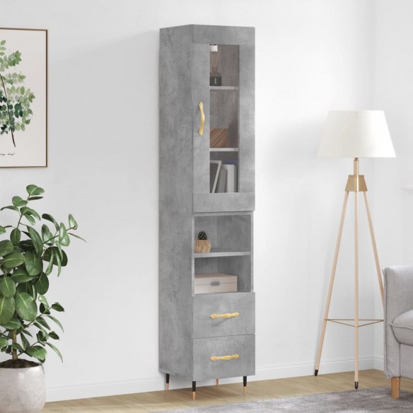 Buffet haut Gris béton 34,5x34x180 cm 