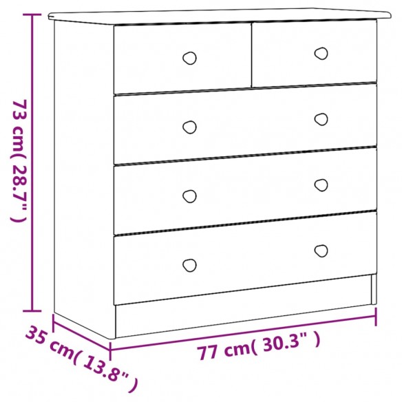 Commode ALTA blanc 77x35x73 cm bois massif de pin Commode ALTA blanc 77x35x73 cm bois massif de pin