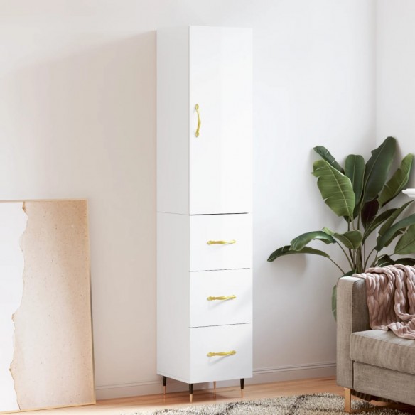 Buffet haut Blanc brillant 34,5x34x180 cm 